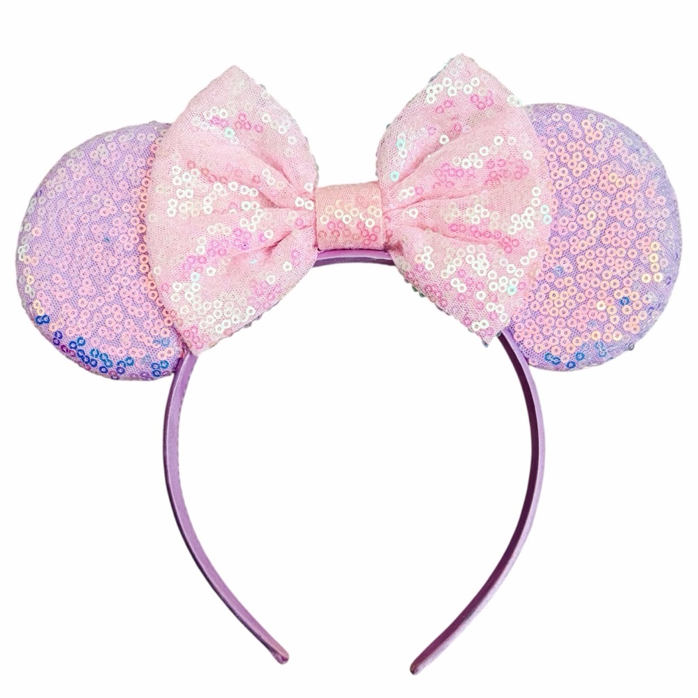🍓$5 Pick!🍓 Disney Pink and Purple Sequin Minnie Mouse Ears Bow Headband